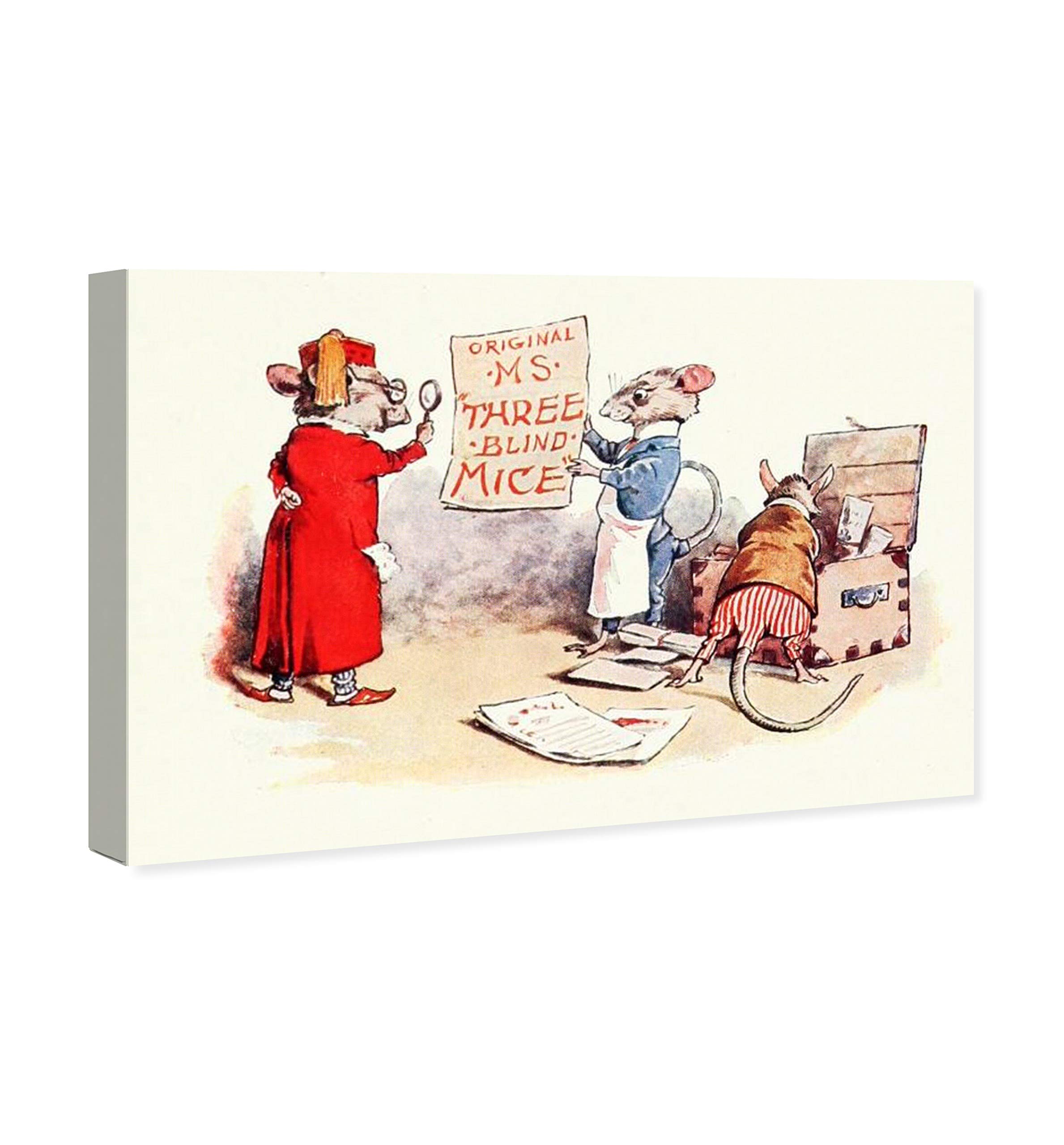 Oliver Gal Artist Co. 'The Three Blind Mice' Fantasy Wall Art Canvas Print – Kids Room Decor, Nursery Décor, Children's Bedroom Art, 36x24 Inches, Red & Brown – Perfect for Playrooms, Bedrooms, and Themed Nurseries