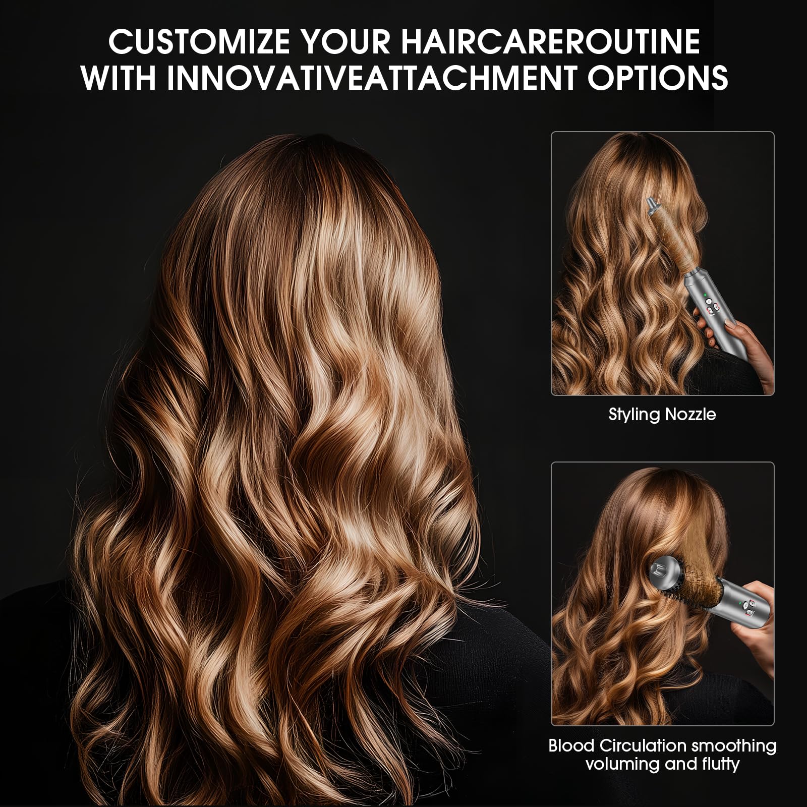 AOMEES Professional 6-in-1 Hot Air Styler & Hair Dryer Brush - Ionic Hair Dryer, Volumizer, Straightener & Curler for Heat-Free Styling | Salon Quality Blowout at Home for Smooth, Shiny Hair