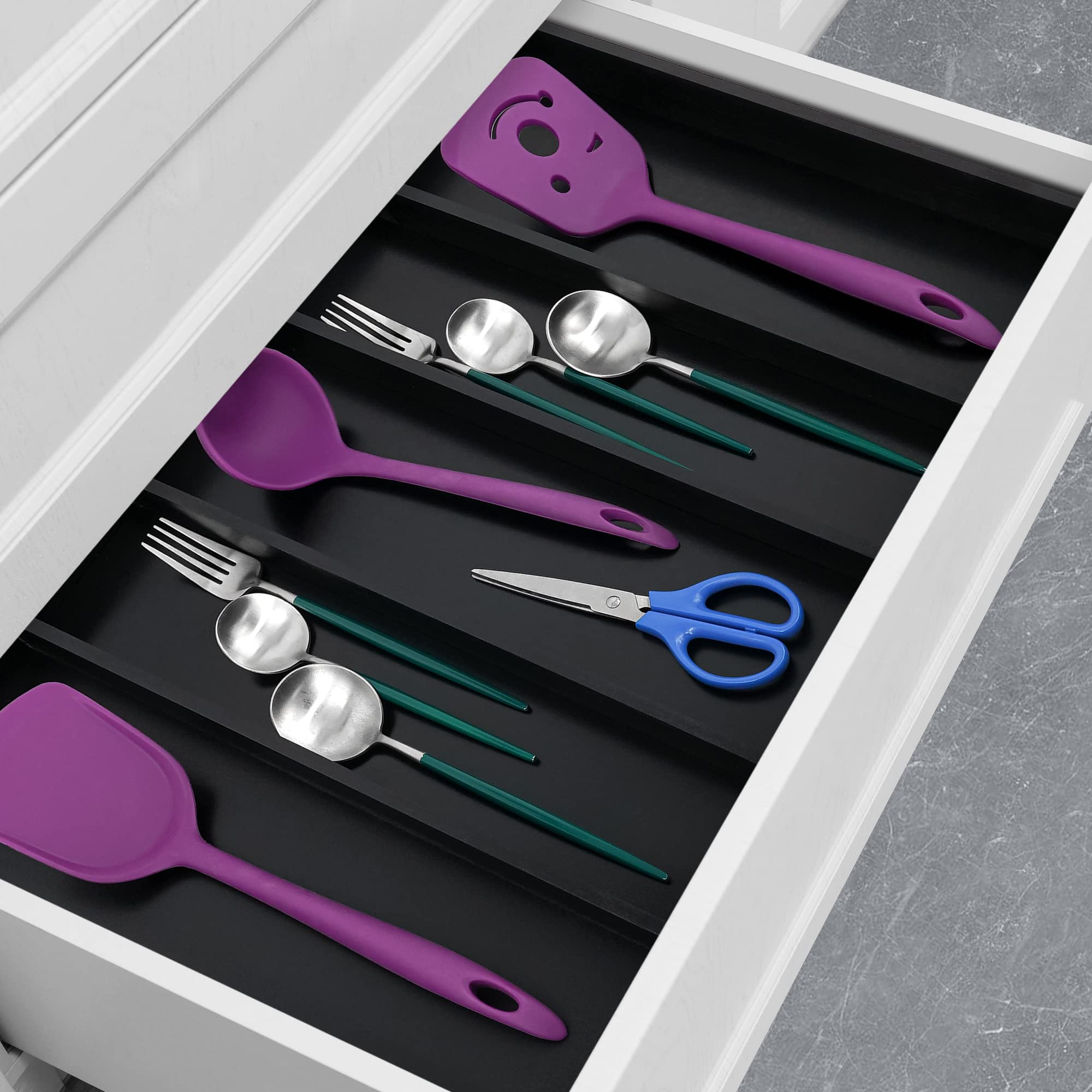 Utoplike Adjustable Bamboo Drawer Organizer - Expandable Kitchen Utensil & Silverware Holder, Cutlery Tray Organizer for Flatware, Knives - Perfect for Kitchen, Bedroom, Living Room Storage & Organization