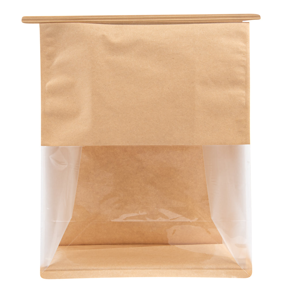 Premium Kraft Cotton Paper Tin Tie Bags with Clear Window - 8.75