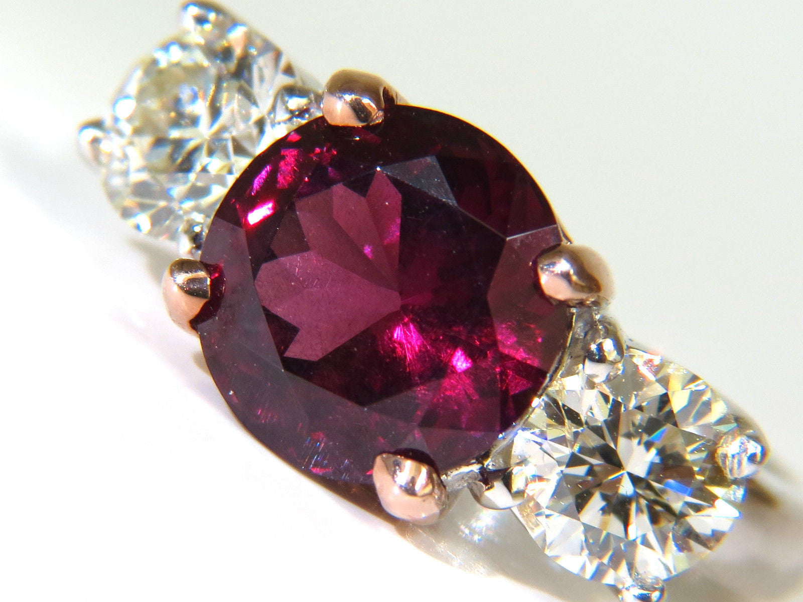 7.33CT Natural Vivid Red Rubellite Diamonds Ring - Classic Three Stone 14K Gold Engagement Ring for Women, Perfect for Valentine's Day, Anniversary & Proposal Gifts