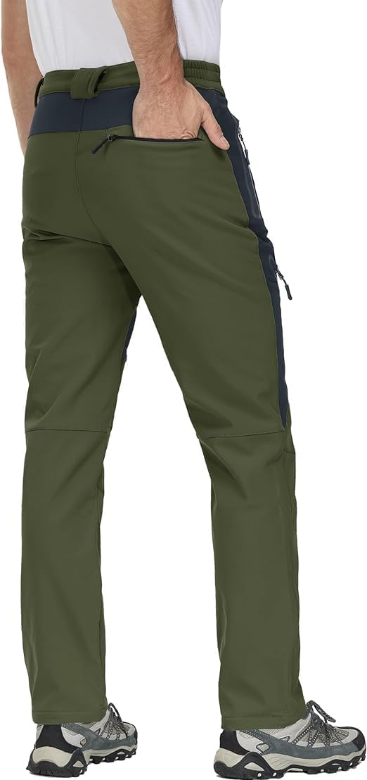 **MAGCOMSEN Men's Winter Snow Pants - Fleece Lined, Water Resistant, 4 Zip Pockets - Warm Skiing & Snowboarding Pants for Outdoor Activities**
