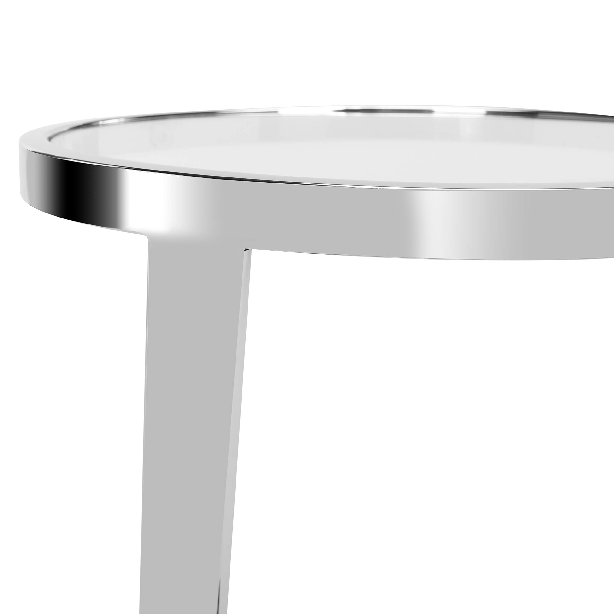 Safavieh Couture Home Mariana Chrome Stainless Steel Glass Top End Table - Modern Side Table for Living Room, Bedroom & Office Decor