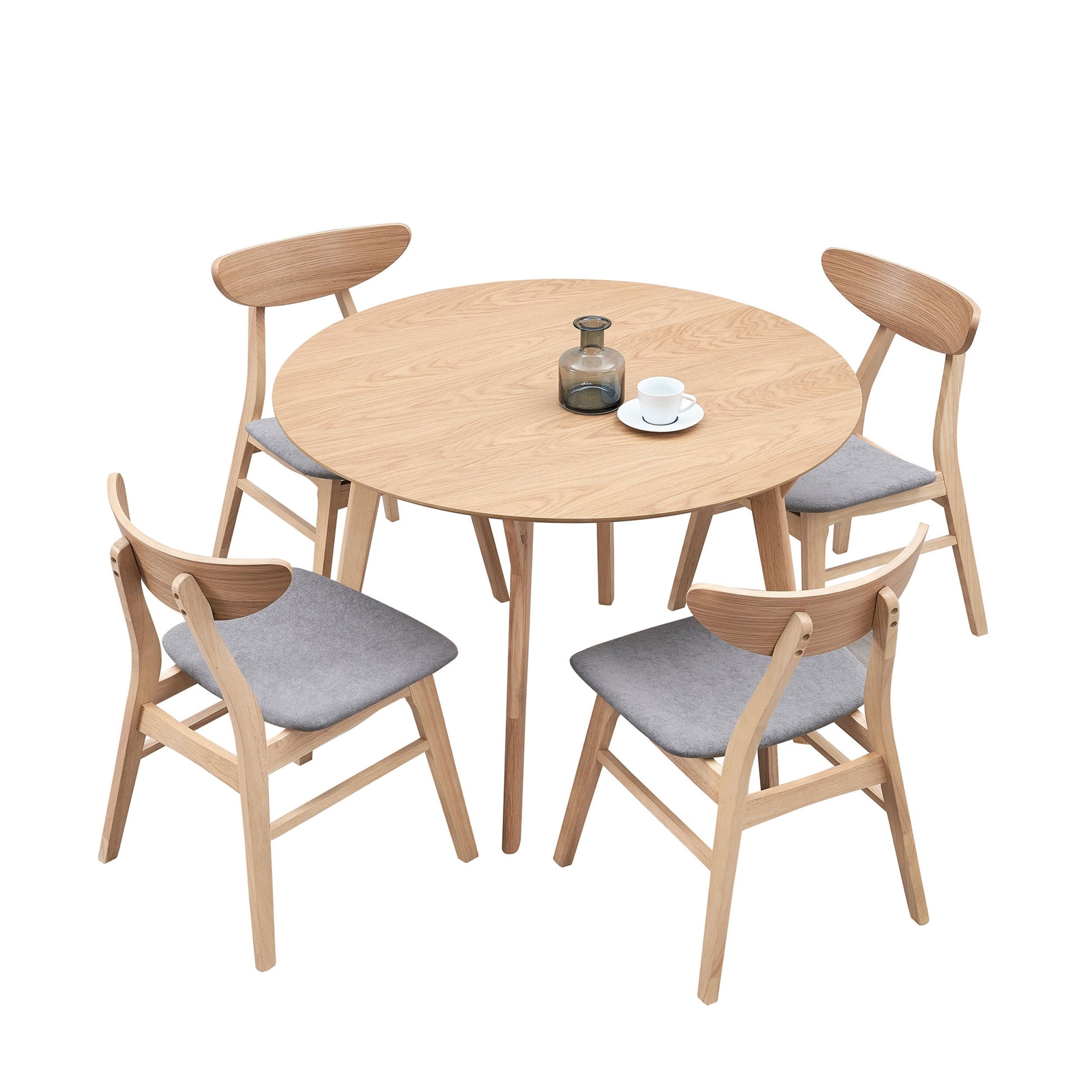 42-Inch Round Dining Table for 4 - Solid Wood & MDF Modern Kitchen Table with Space-Saving Design | Perfect for Small Apartments, Breakfast Nooks & Cozy Dining Spaces