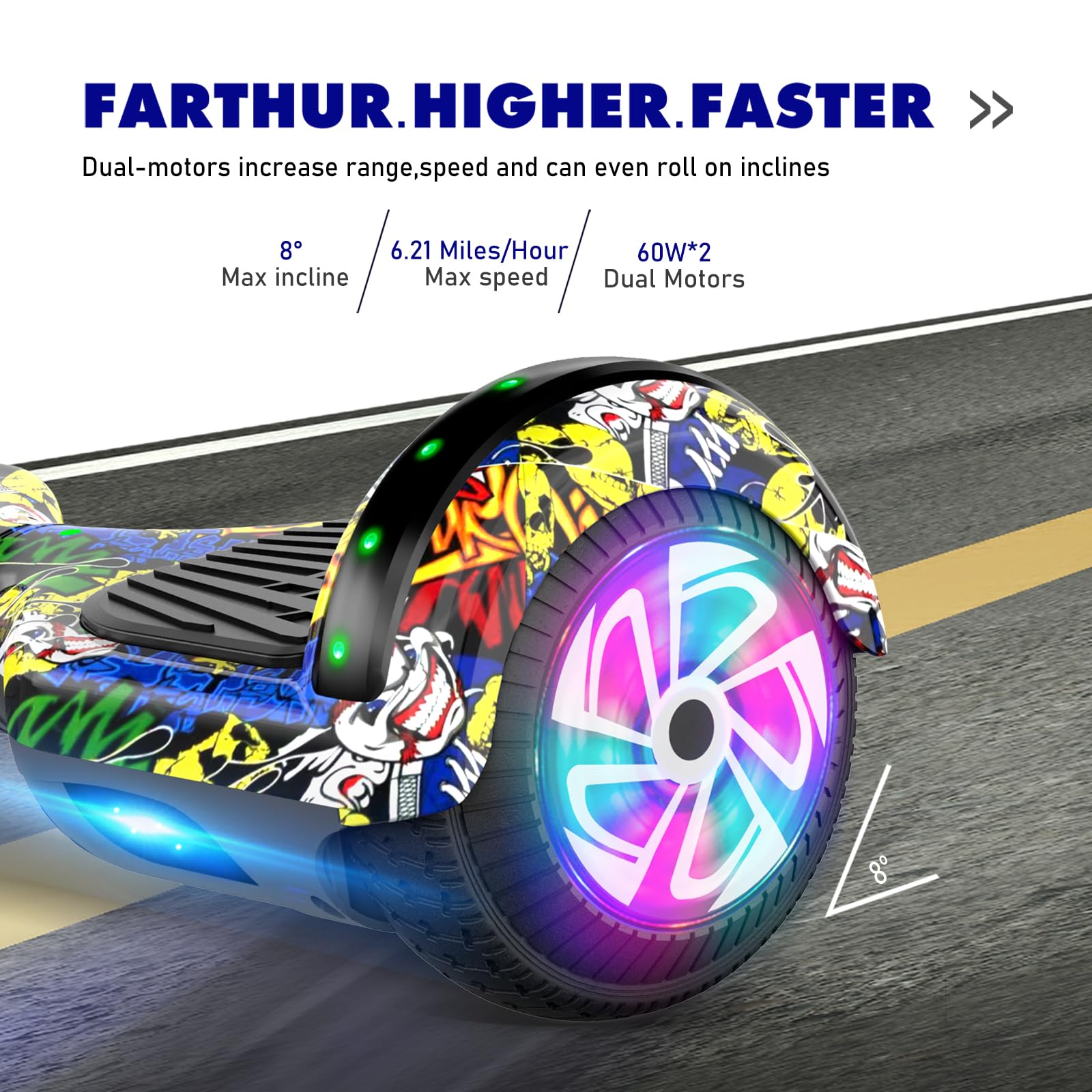 Self-Balancing Hoverboard Scooter with Bluetooth & LED Lights - 6.5