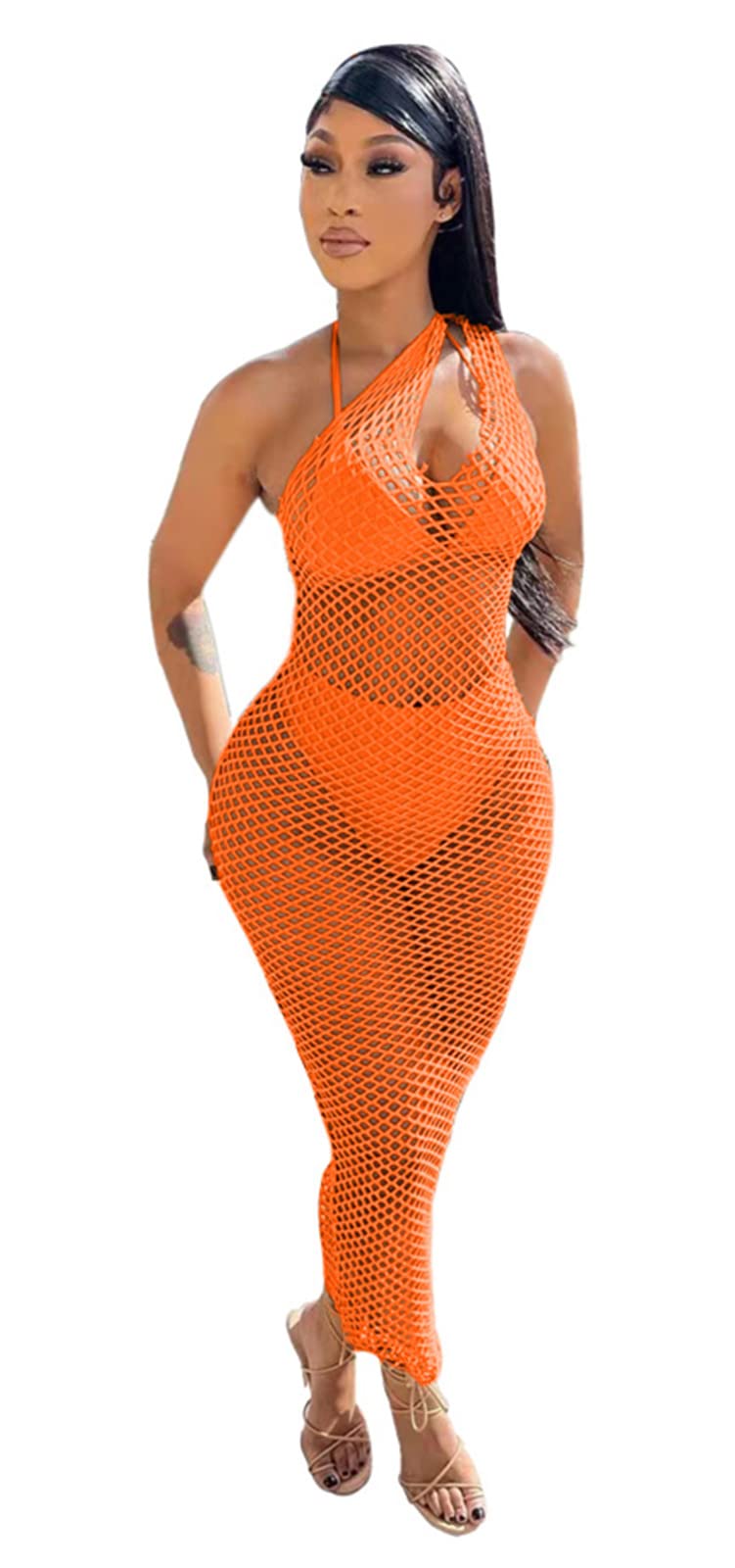 ECHOINE Women's Crochet Cover Up Dress - Sheer Mesh Bikini Beach Dress for Swimwear | Perfect for Pool Parties, Vacations & Summer Outfits