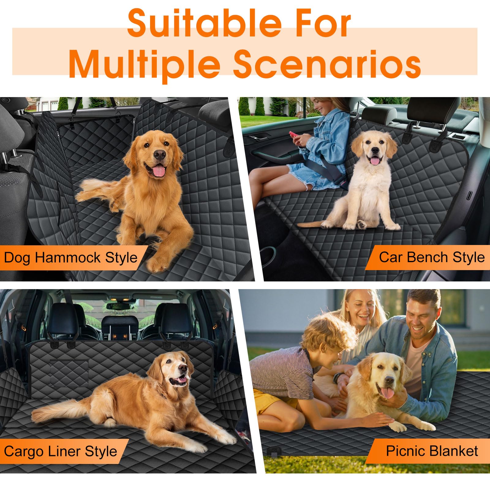 Durable Waterproof Dog Car Seat Cover - Scratch Proof & Non-Slip Pet Hammock for Back Seat - Fits Cars, SUVs & Trucks (Black, Size S) - Perfect for Travel, Road Trips & Daily Commutes