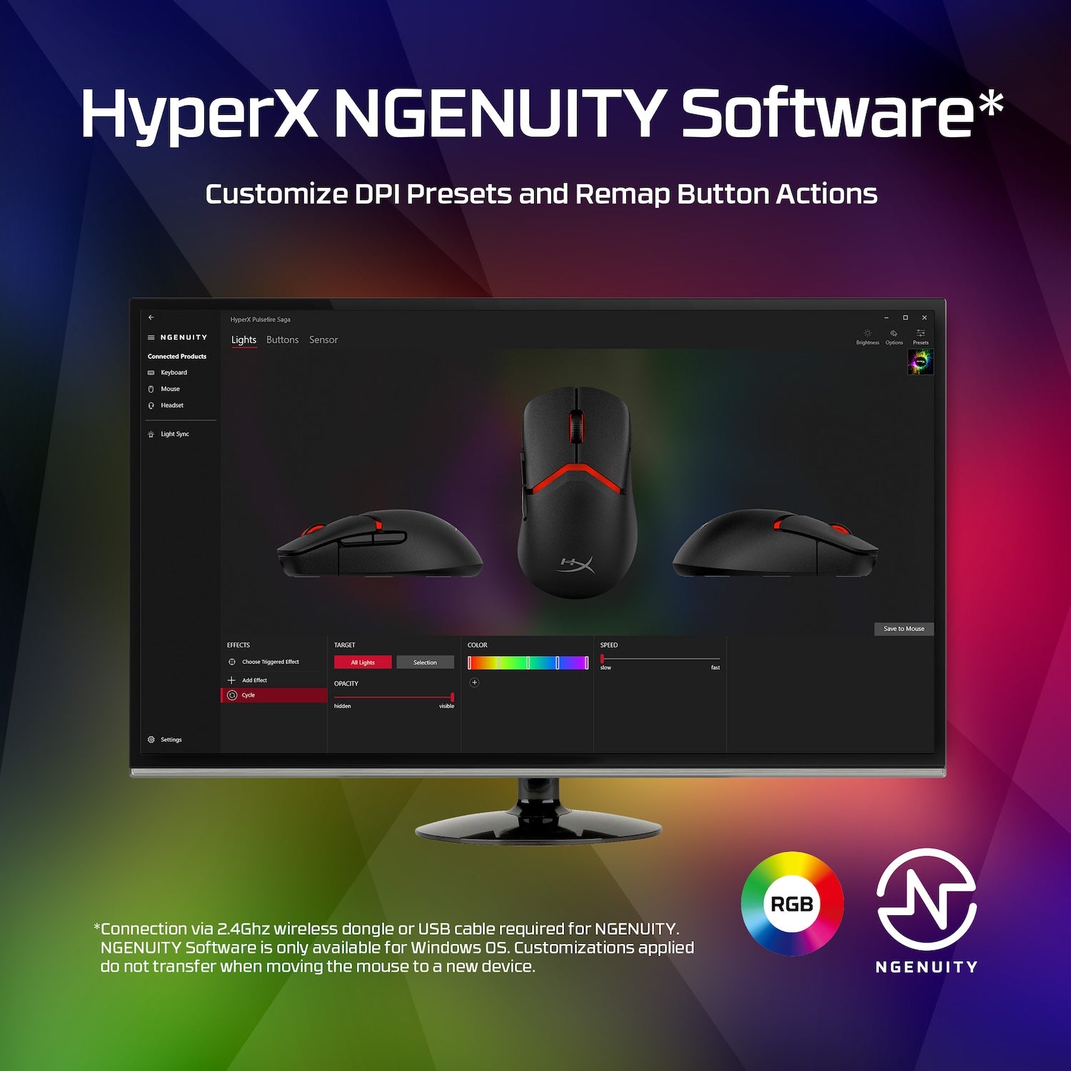 HyperX Pulsefire Saga Gaming Mouse - Wired RGB Ergonomic Mouse with 16,000 DPI for PC, Mac - Perfect for FPS, MOBA, and eSports Gaming
