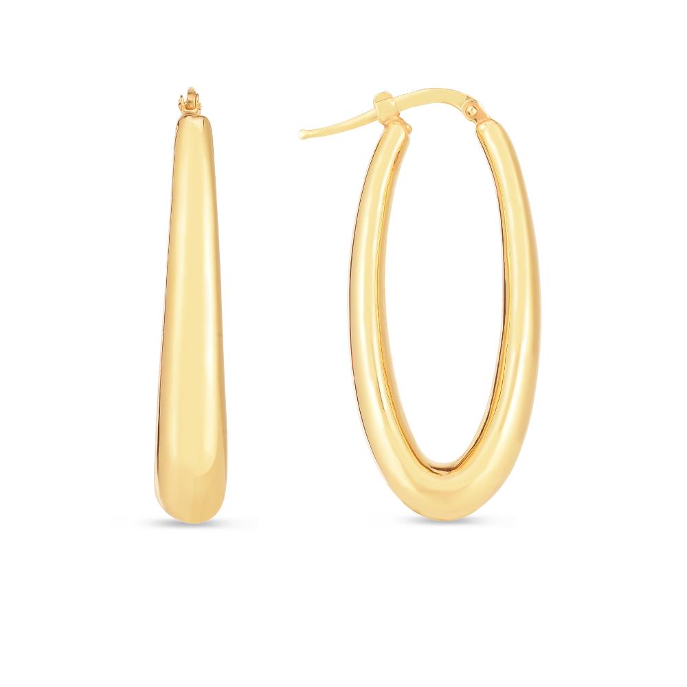 14K Gold Elongated Oval Hoop Earrings for Women - Dainty Minimalist Everyday Jewelry - Perfect for Work, Date Night & Special Occasions
