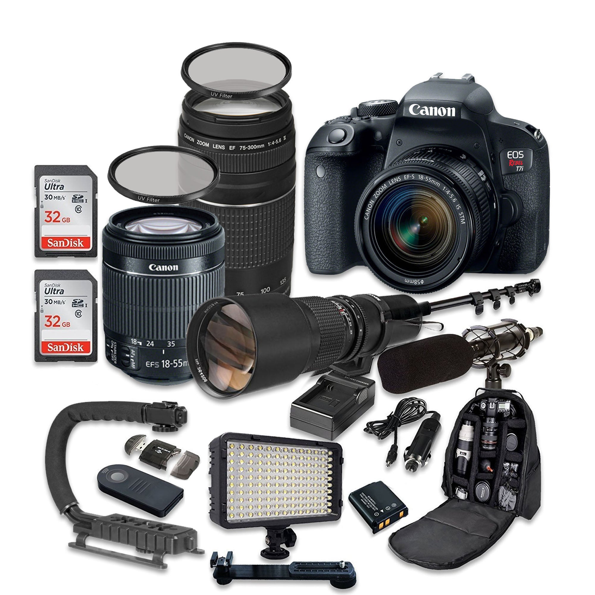 Canon EOS Rebel T7i/800D DSLR Camera with 18-55mm & 500mm f/8 Preset Lens Kit - Perfect for Travel Photography, Wildlife Shooting & Vlogging
