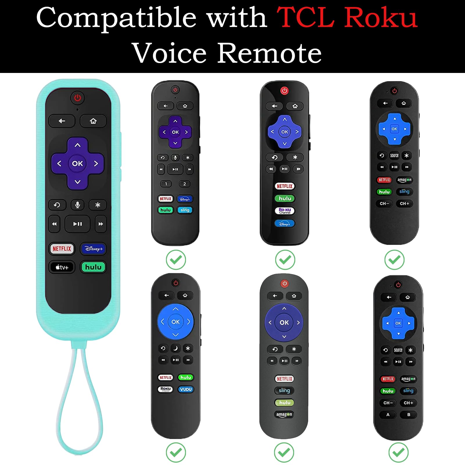 3Pack Silicone Remote Cover for Roku TV - Universal Fit for Roku Express/Stick+ - Home Theater Protection