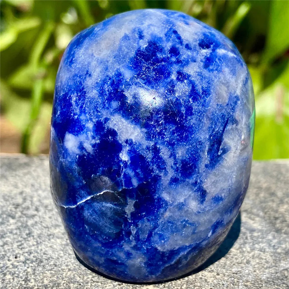 Natural Sodalite Skull Energy Gemstone - Hand Carved & Polished Reiki Healing Crystal for Meditation, Office Decor & Spiritual Collection | Perfect for Home Altar, Feng Shui & Yoga Space