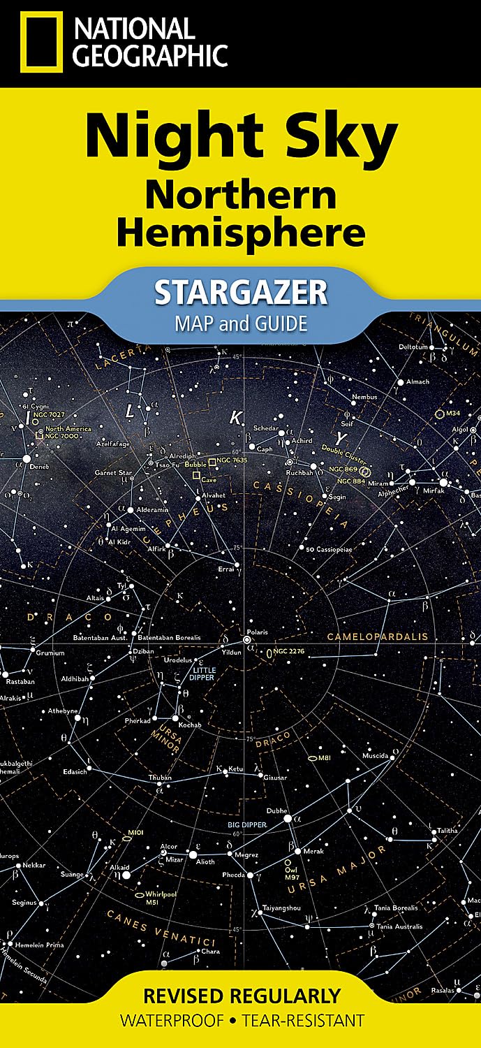 National Geographic Night Sky Northern Hemisphere Stargazer Map and Guide - Astronomy Star Chart for Beginners, Backyard Stargazing & Outdoor Camping Activities