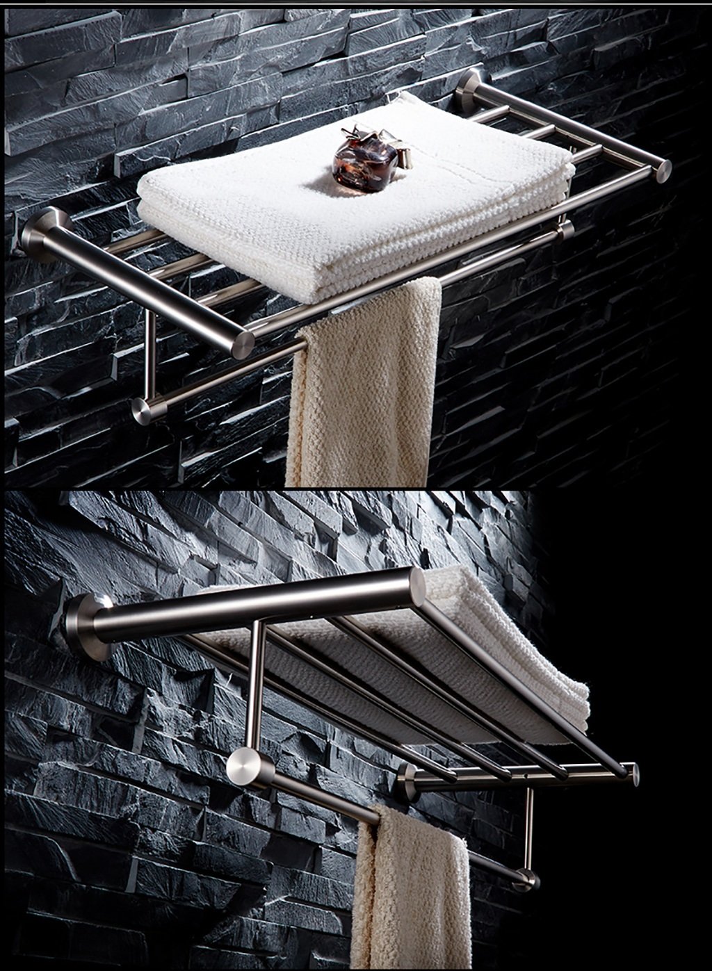 BXGJ Stainless Steel Towel Bar - 304 Brushed Wall Mounted Bathroom Towel Rack (100cm) - Perfect for Modern Bathrooms, Spas, and Luxury Hotels