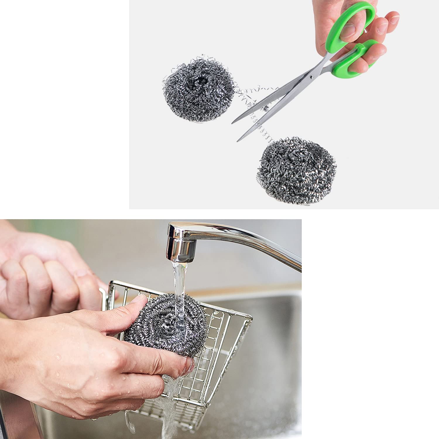 48 Pack Stainless Steel Scourer Sponges - Heavy Duty Steel Wool Scrubbers for Stoves, Pots, Pans, Cooker Hoods & Hard-to-Clean Surfaces (10 Gram Each) - Perfect for Kitchen Cleaning, Grill Maintenance & DIY Projects