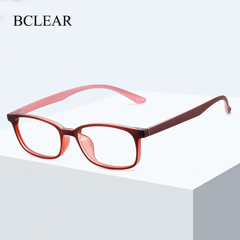 Bclear Unisex Full Rim Square Small TR90 Titanium Eyeglasses 1056 - Lightweight & Durable Glasses for Men & Women - Perfect for Reading, Working & Daily Wear