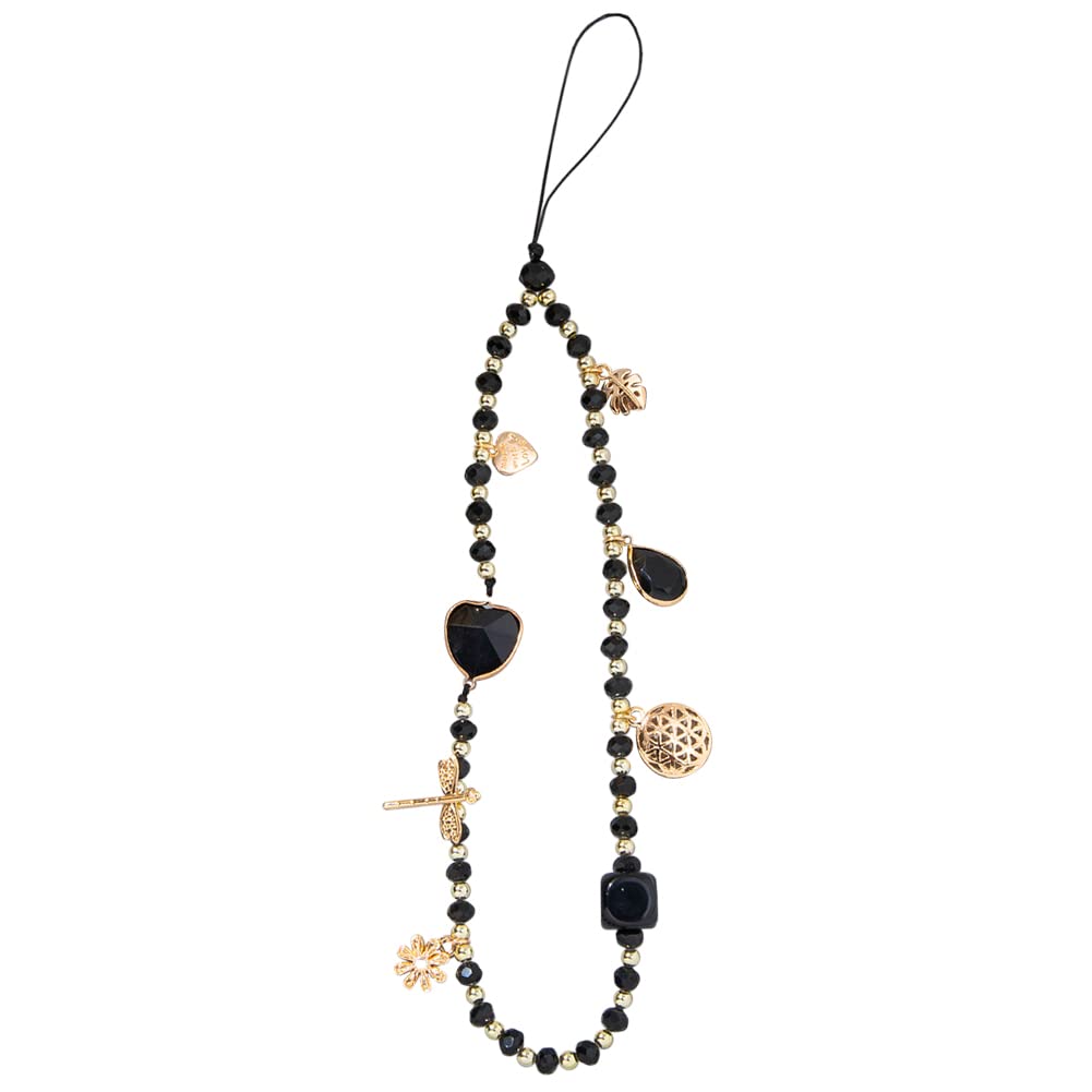 Crystal Beaded Phone Lanyard Strap - Universal Dragonfly Flower Phone Charm Keychain for Women & Teen Girls, Fashion Phone Bracelet Decor for Everyday Use, Parties, and Gifting