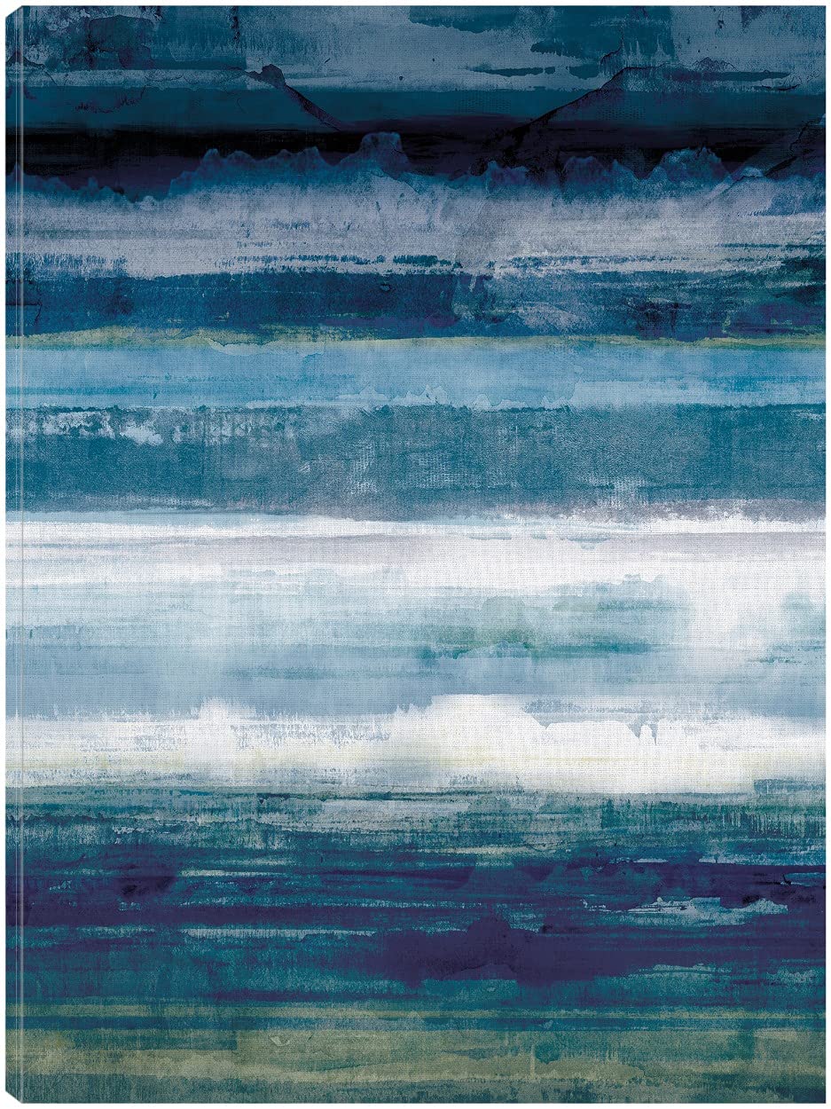 Indigo Stridation Canvas Wall Art - Handmade Fine Art Painting by Willowbrook - 24x32 Inches - Ready to Hang - Perfect for Living Room, Bedroom, Office Decor - Modern Home & Interior Design Wall Decor