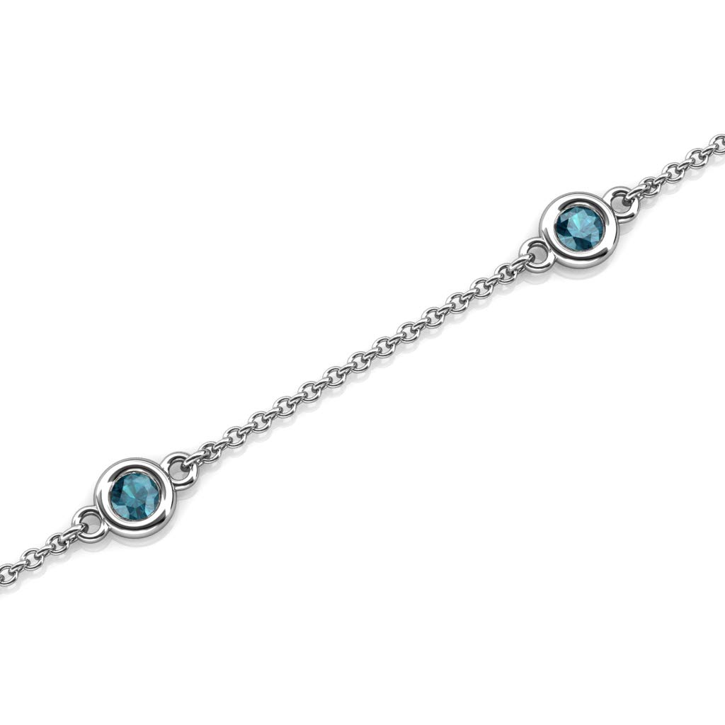 TriJewels 5-Stone London Blue Topaz 1/2 ctw Petite Women's Bracelet in 14K Gold - Elegant Jewelry Gift for Birthday, Anniversary & Special Occasions