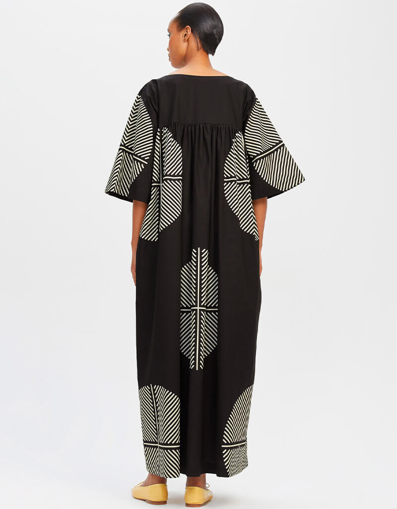 Stylish Black & White Poly Rayon Cotton Kaftan Dress for Women - Perfect for Beach, Vacation and Summer Outfits