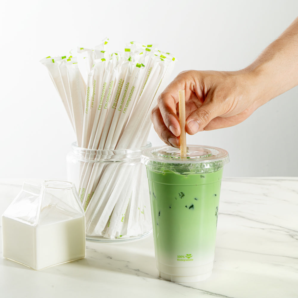 Eco-Friendly Compostable PLA Plastic & Sugarcane Straws - 8 1/4 Inch, 100 Count Box - Biodegradable Drinking Straws for Parties, Restaurants & Home Use