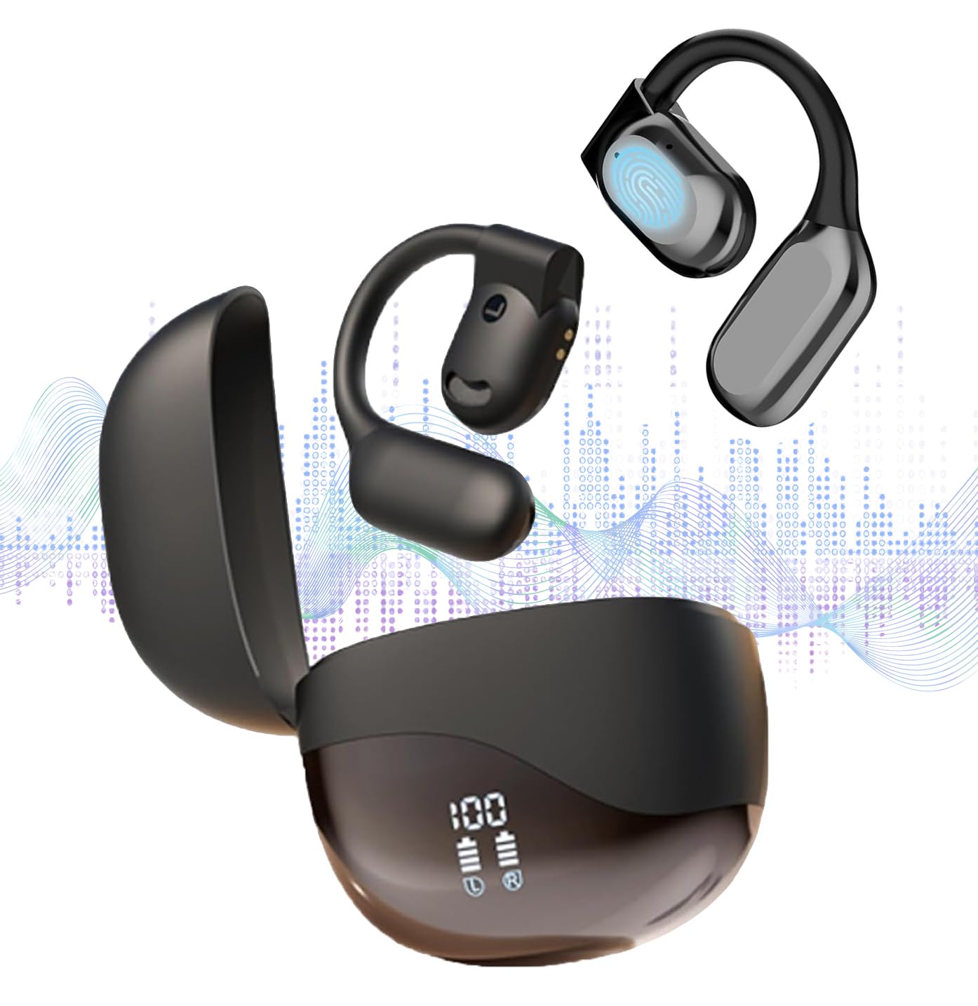 AI Translating Earbuds - Wireless Bluetooth Earbuds with Real-Time 144 Language Translation for Android & iOS | Open Ear Design for Travel, Business & Multilingual Communication (Black)