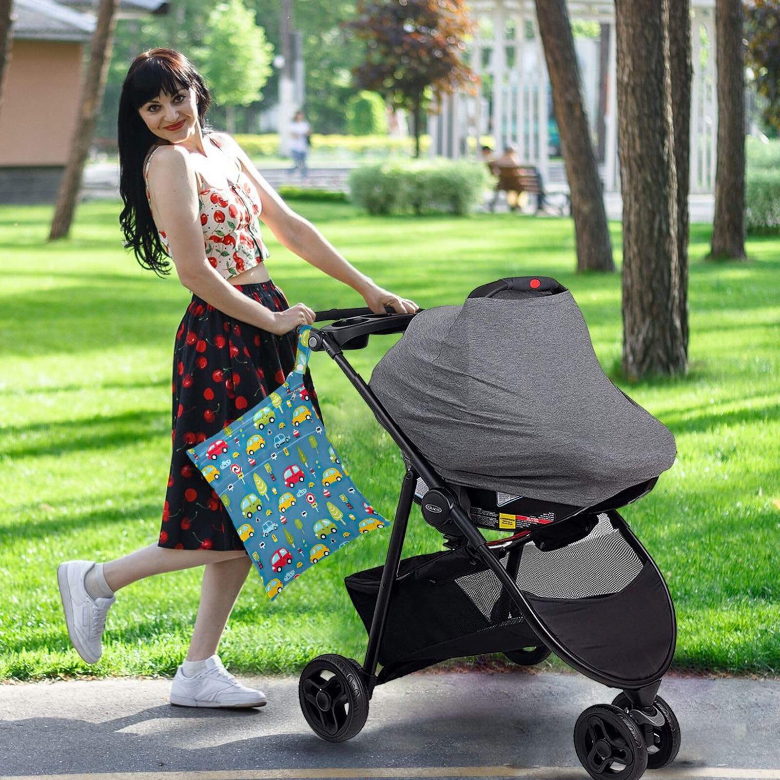 Waterproof Wet Dry Bag Set of 2 - Kawaii Car Traffic Light Design Diaper Bag for Travel, Beach, Gym, Swimming & Baby Essentials Storage | CHSIN 21219464