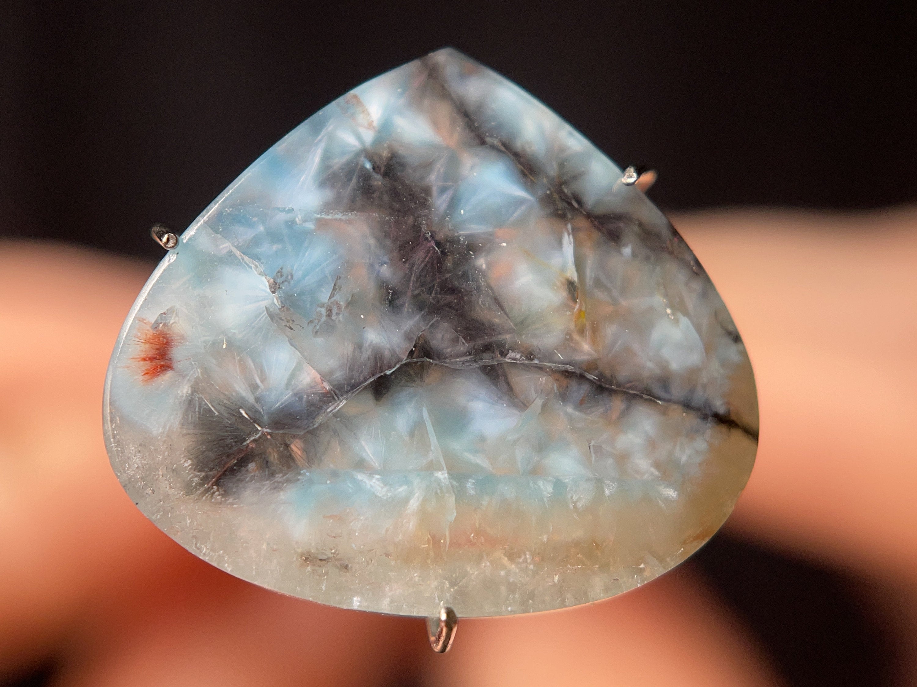 GILALITE Cabochon Gemstone - Medusa Paraiba Quartz with Black Streaks, Teardrop Shape for Jewelry Making (44025) | Perfect for Pendants, Earrings & DIY Craft Projects