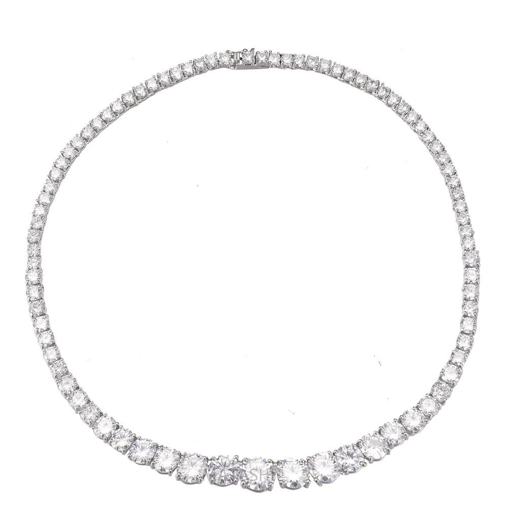 Rhodium Plated Zircon Bridal Wedding Jewelry Set for Women - Elegant Necklace & Earrings Set, Perfect Gift for Mom, Valentine's Day, Birthday & Anniversary | Wedding Accessories, Formal Occasions, Date Night Jewelry
