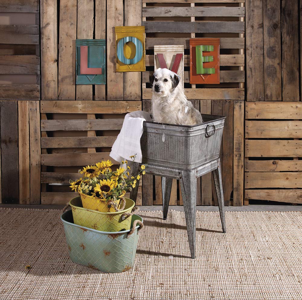 IMAX 65345 Perryman Galvanized Beverage Tub with Stand - Lightweight Iron Drink Cooler for Parties, Camping & Outdoor Use | Perfect for Pet Bathing, Firewood Storage, Vegetable Display & Wine Chilling