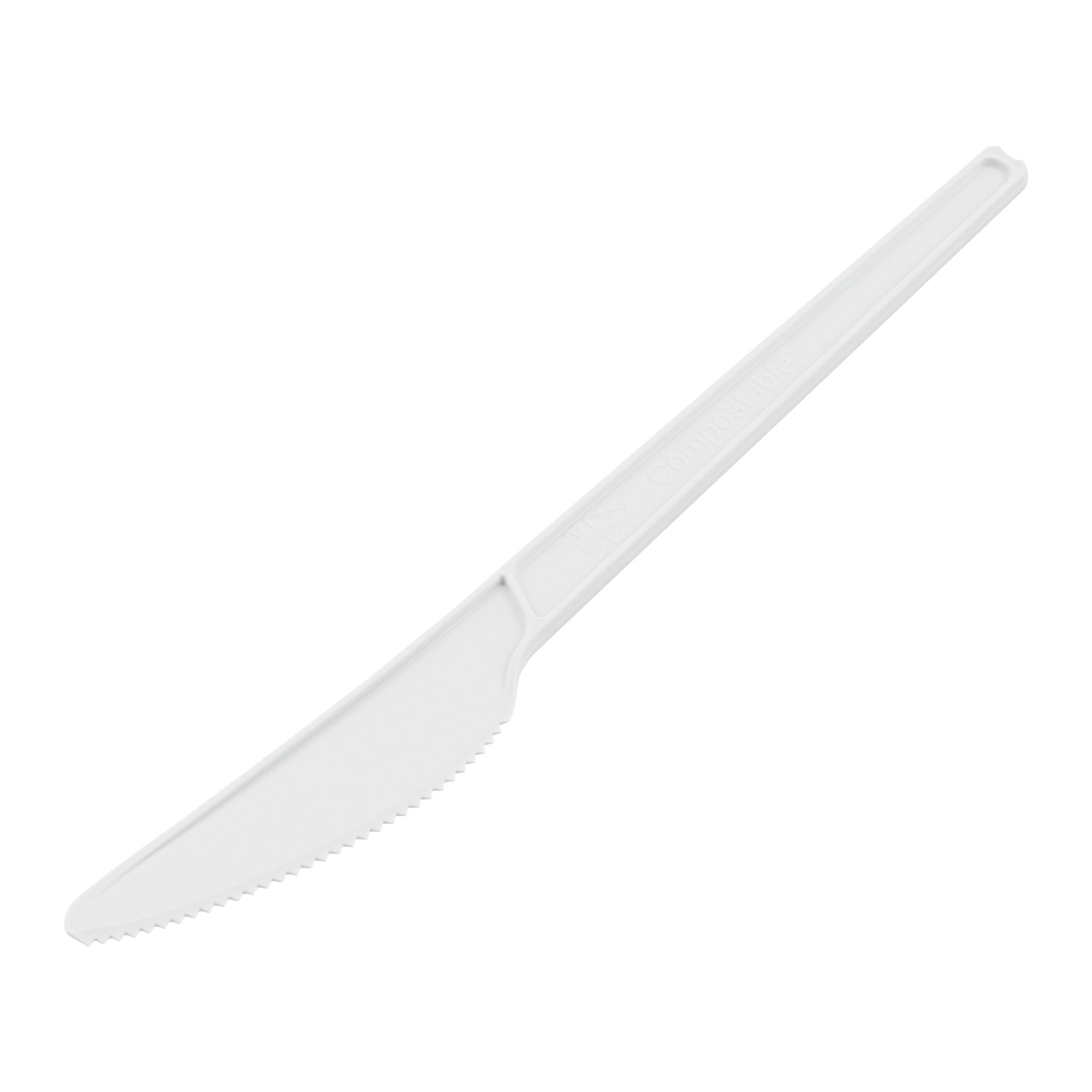 Eco-Friendly White CPLA Plastic Knives - 250 Count Compostable Heat-Resistant Cutlery (6.5 Inch) for Picnics, Parties & Outdoor Dining