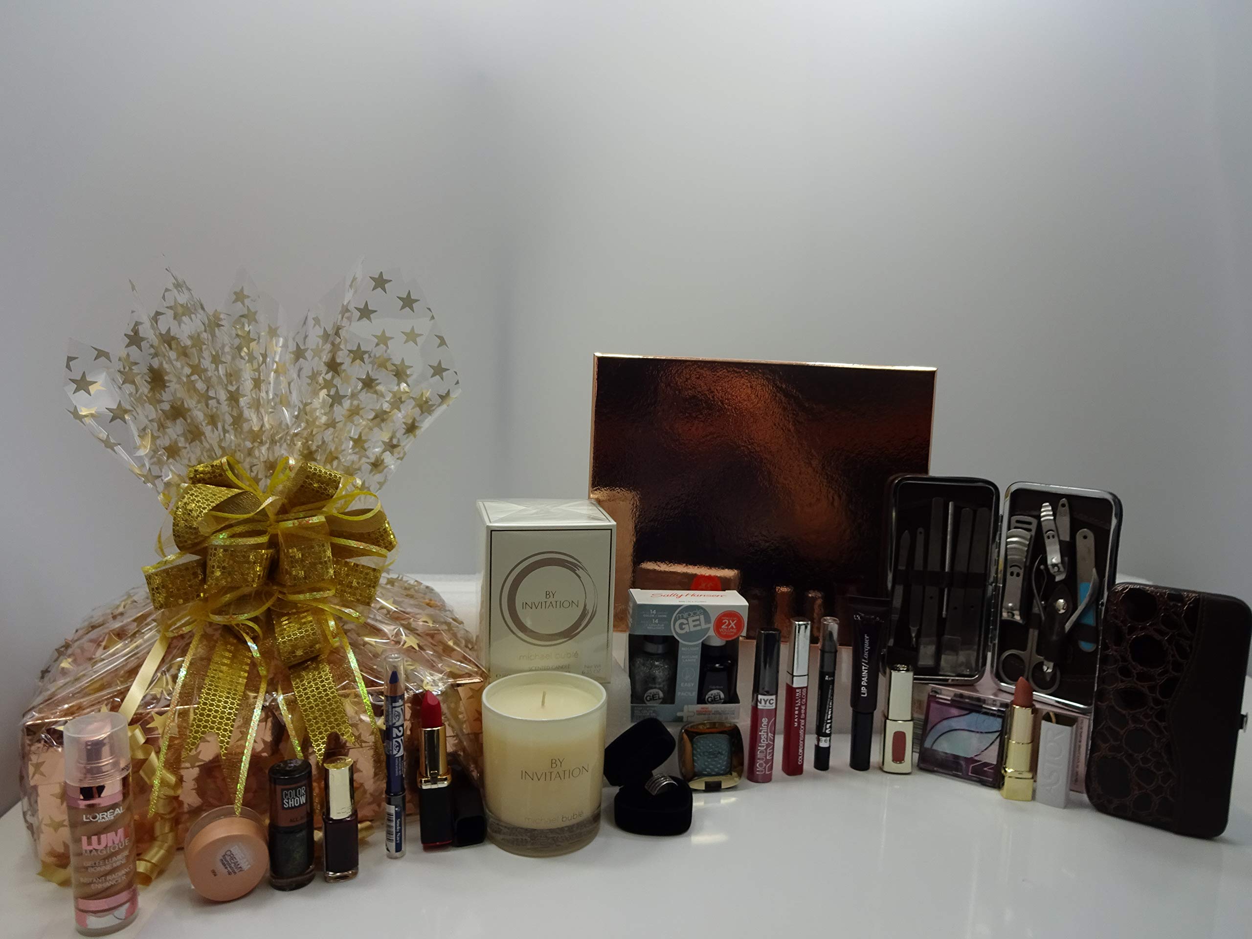 Luxury Beauty Gift Set for Women - Michael Buble Scented Candle, Makeup Collection, Manicure Kit & Crystal Ring in Elegant Gift Box | Perfect Birthday, Anniversary & Valentine's Day Present