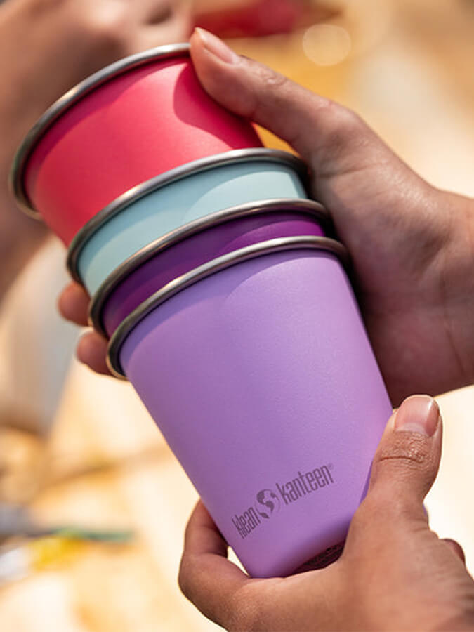 Klean Kanteen 10oz (295ml) Stainless Steel Cups - 4 Pack Set for Camping, Hiking & Outdoor Adventures
