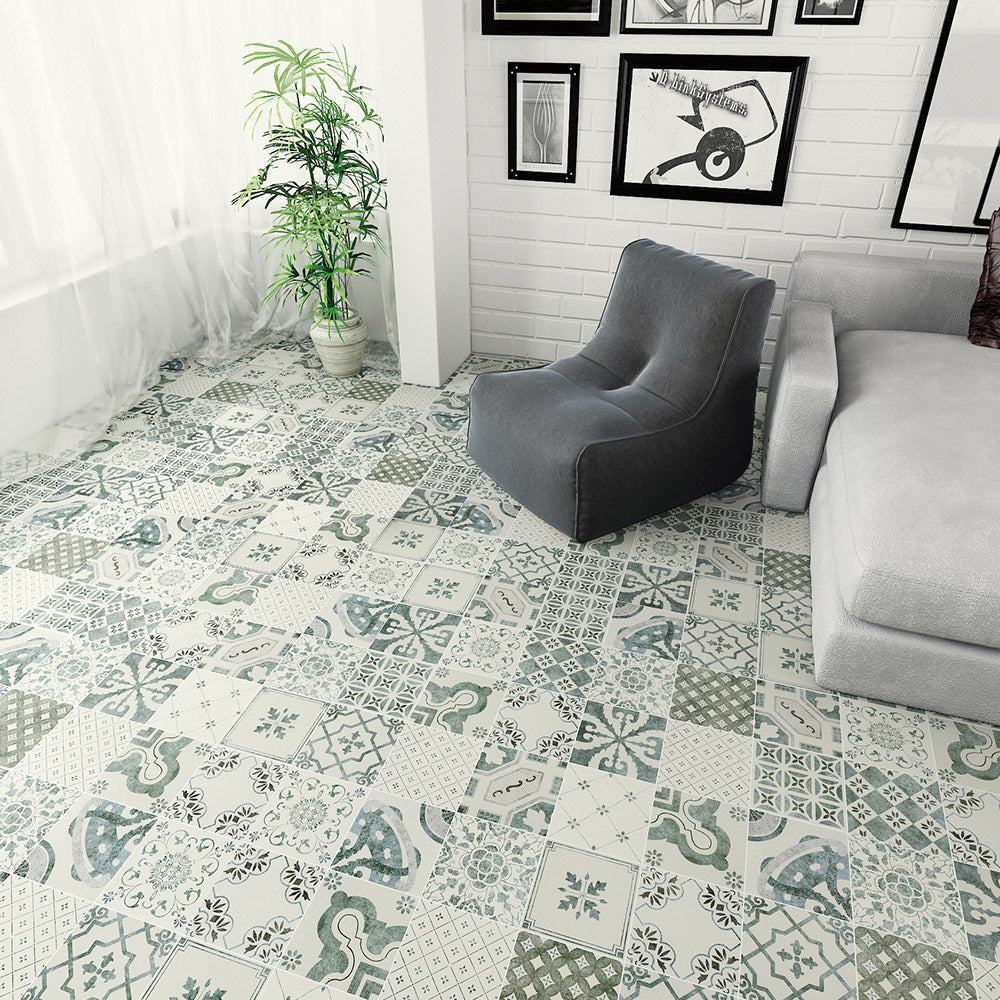 Heritage Antique Encaustic Look 200x200 Matte Tile - Perfect for Kitchen Backsplash, Bathroom Flooring & Vintage Style Home Decor