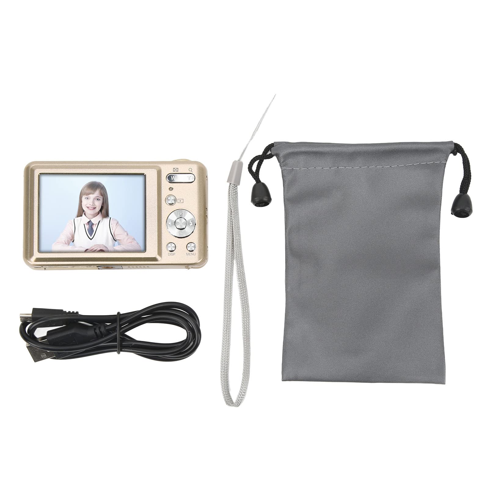 MUNEFE 2.7in LCD Digital Camera with Anti-Shake | Portable Pocket Camera for Kids & Beginners | Perfect for Travel, Birthday Gifts & Photography Learning (Gold)