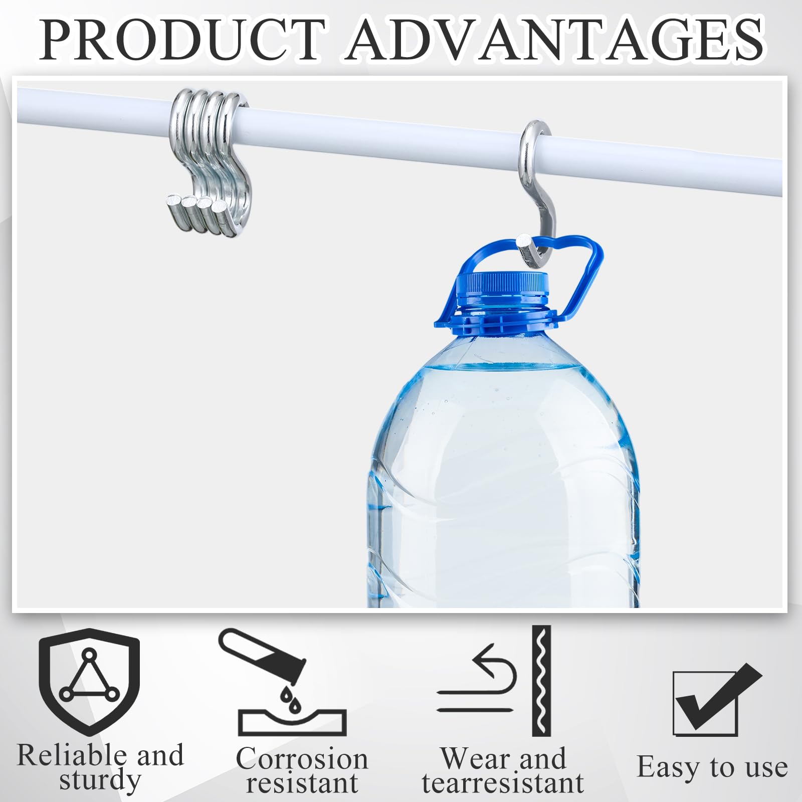 50 Pcs Heavy Duty S Hooks - 2 Inch Long, 1/4 Inch Thick Zinc Plated Utility Hooks for Hanging Hammocks, Swings, Buckets, Mesh Bags - Perfect for Garage, Garden, Home Organization & Outdoor Use
