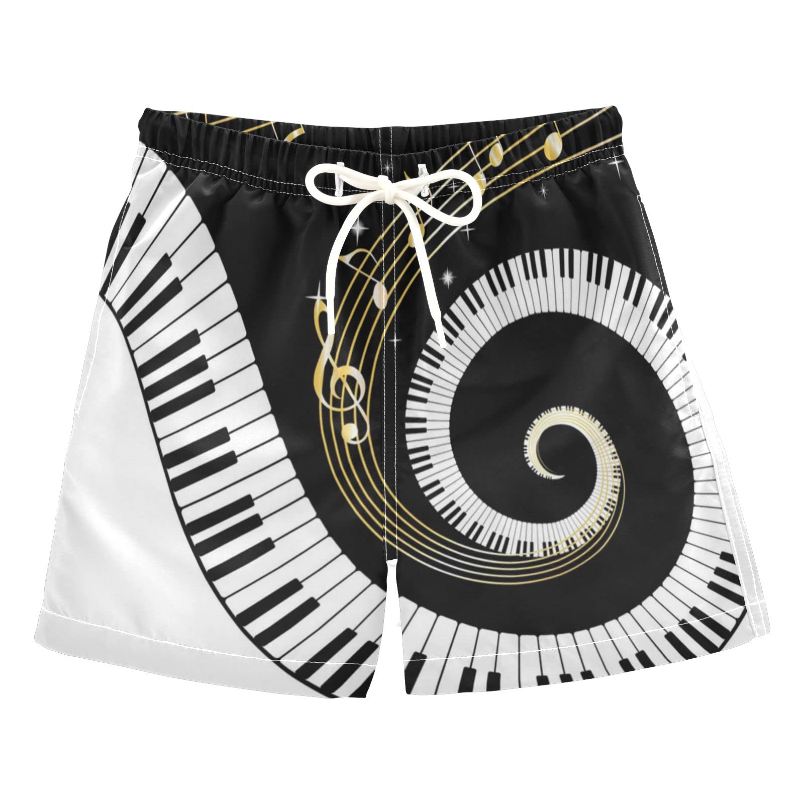 Boys Quick Dry Swim Trunks for Toddlers 2-8 Years | Abstract Piano Art Bathing Suits | Perfect for Pool, Beach & Water Play
