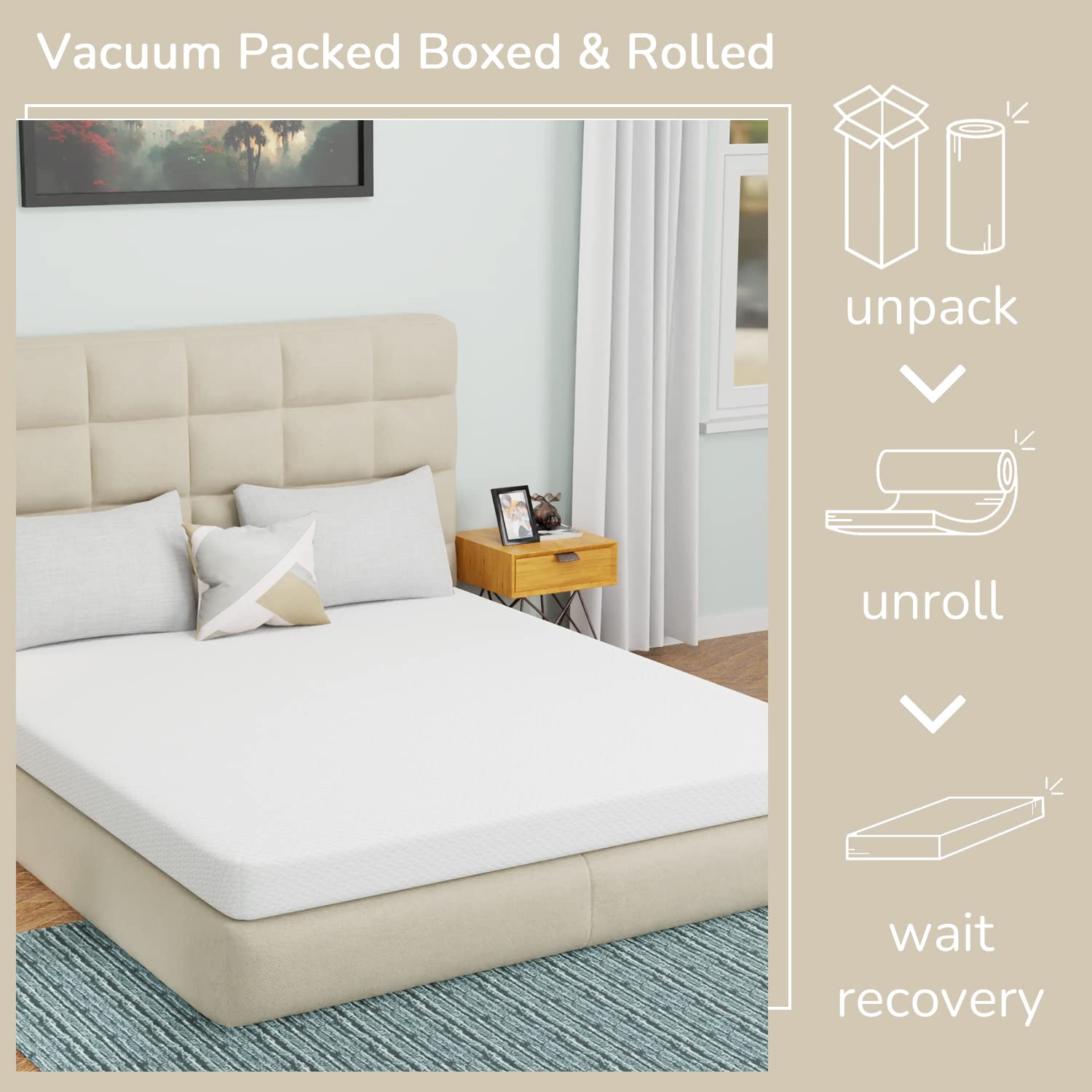 5 Inch Queen Memory Foam Mattress with Cooling Gel & Green Tea Infusion - Medium Firm, CertiPUR-US Certified, Bed-in-a-Box, Pressure Relieving - Perfect for Hot Sleepers & Back Pain Relief - Queen Size, White