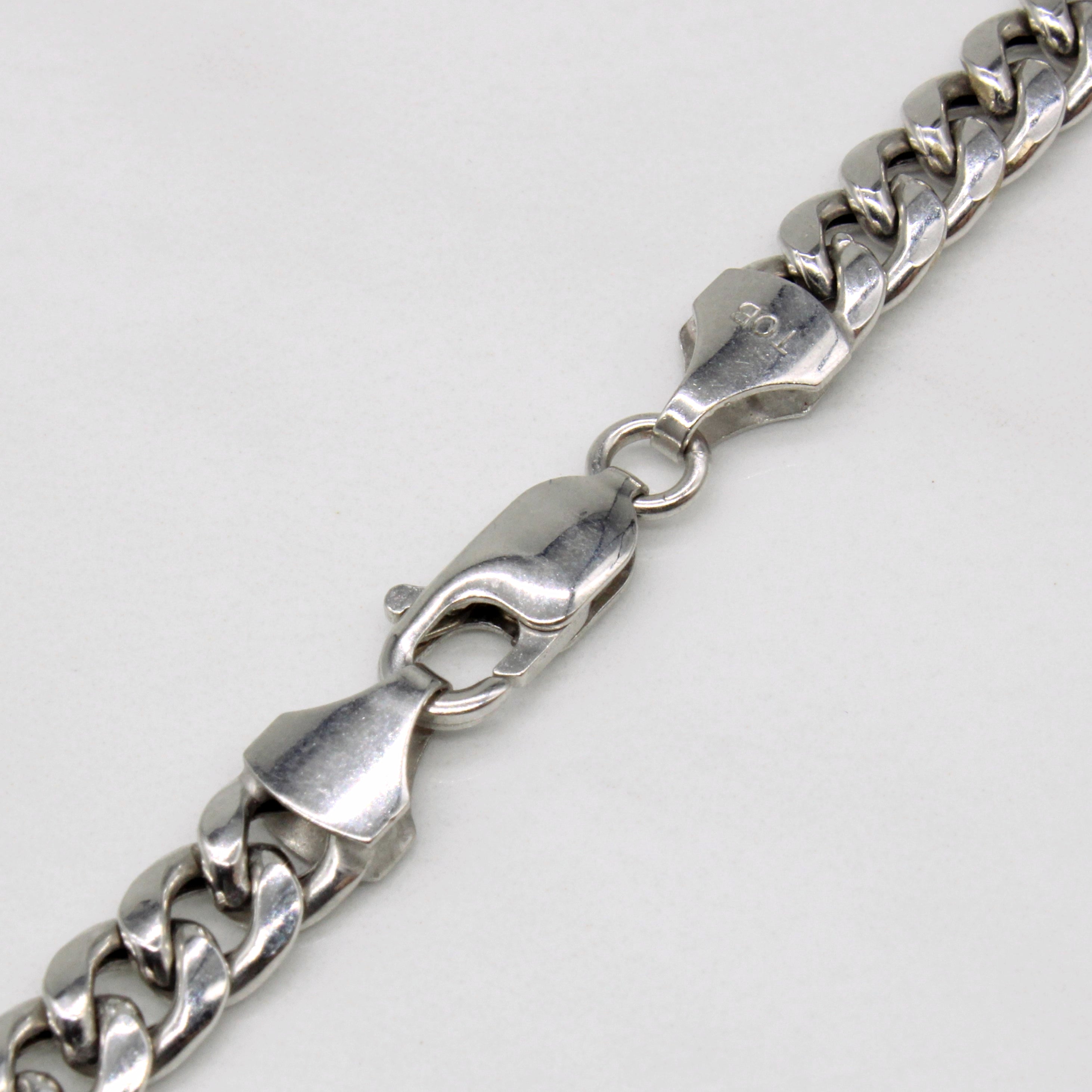 10K White Gold Cuban Link Chain 22