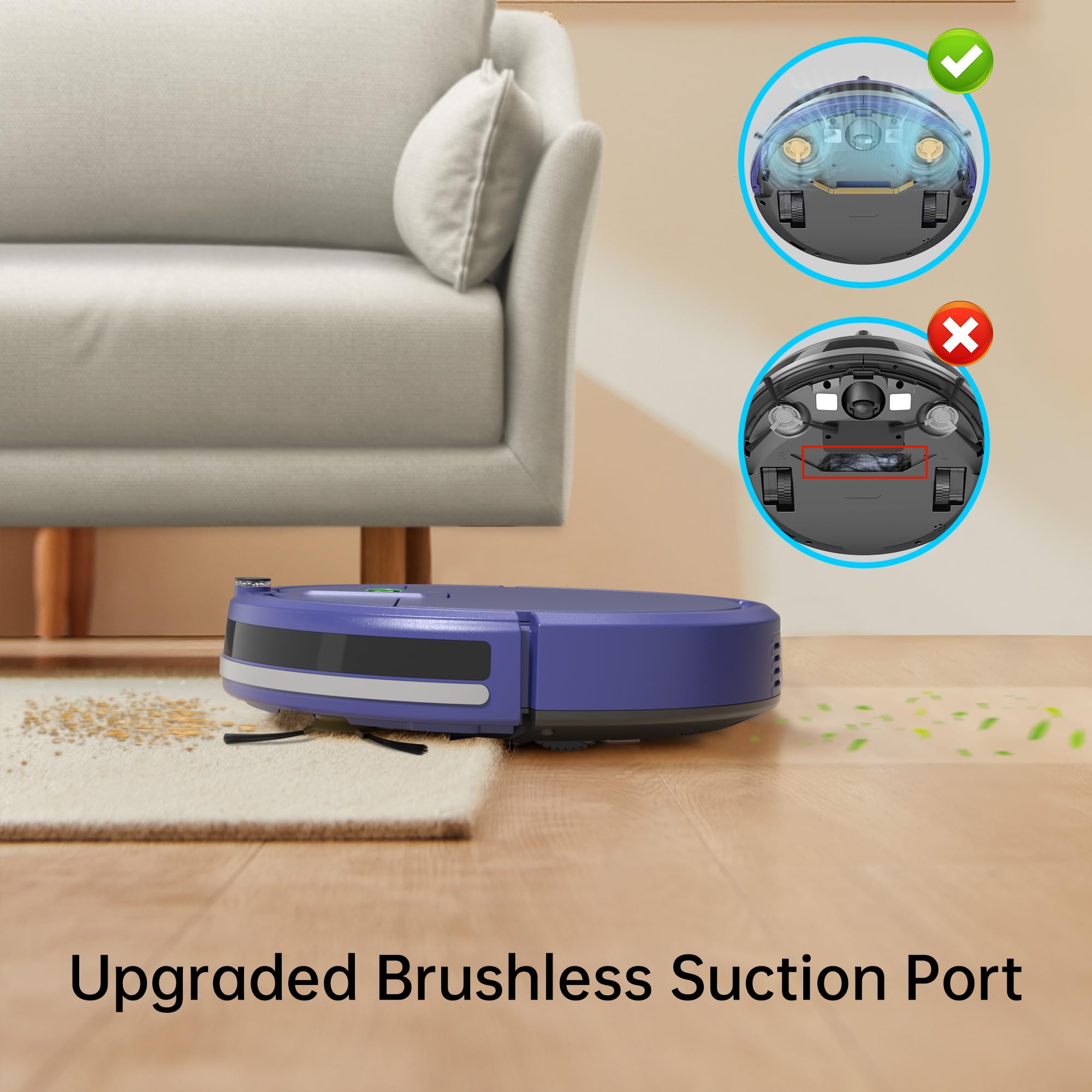 2900Pa Powerful Robot Vacuum Cleaner with Remote Control - Self-Charging, Long Runtime, Slim & Quiet for Carpets & Pet Hair - Perfect for Hard Floors, Home Cleaning & Pet Owners