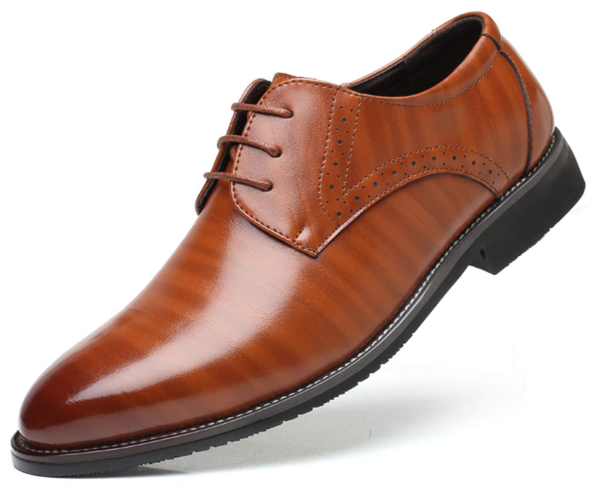 Santimon Men's Oxford Shoes - Classic Formal Business Dress Shoes with Pointed Toe & Lace Up Design | Perfect for Office, Weddings & Professional Events