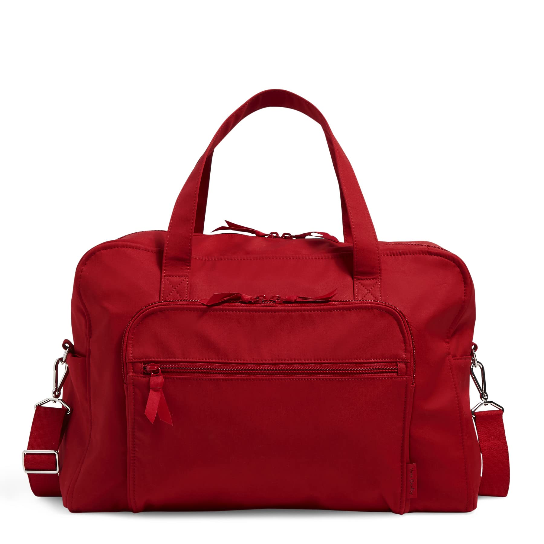 Vera Bradley Women's Recycled Cotton Weekender Travel Bag - Cardinal Red, One Size | Perfect for Weekend Getaways, Overnight Trips & Carry-On Luggage