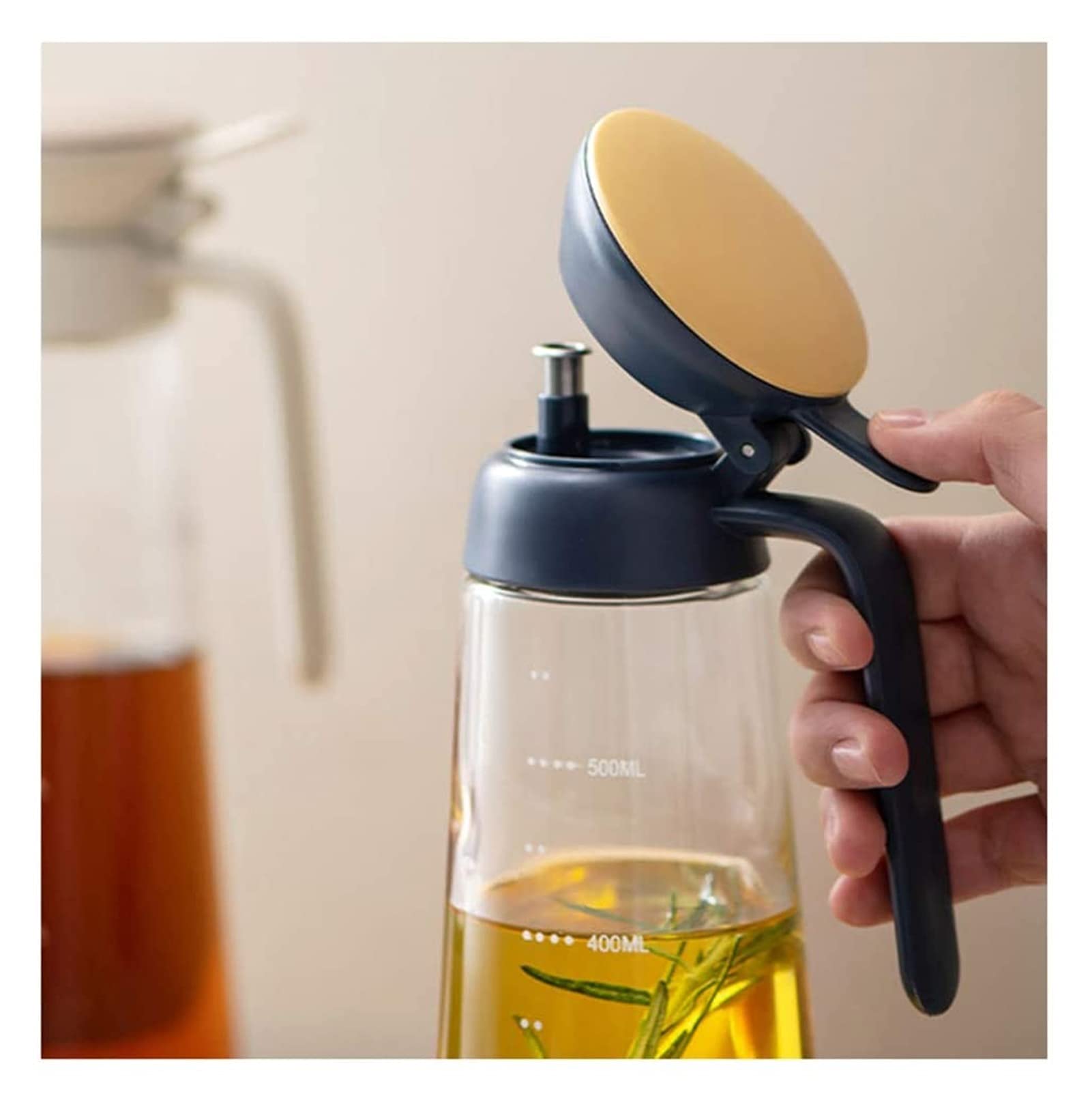 Premium 600ml Glass Olive Oil Dispenser Bottle - Kitchen Oil Pourer for Olive, Canola & Cooking Oils | Drizzle, Dress Salads & Enhance Cooking