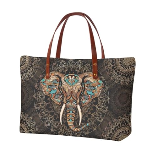 Boho Elephant Mandala Flower-brown