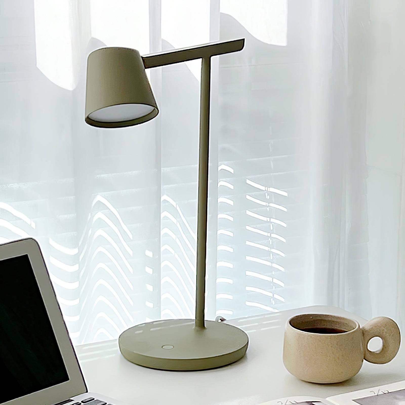 Modern Tip Table Lamp - Adjustable LED Desk Light for Home Office, Bedroom & Study - Warm White & Cool White Dimmable Reading Light with USB Port