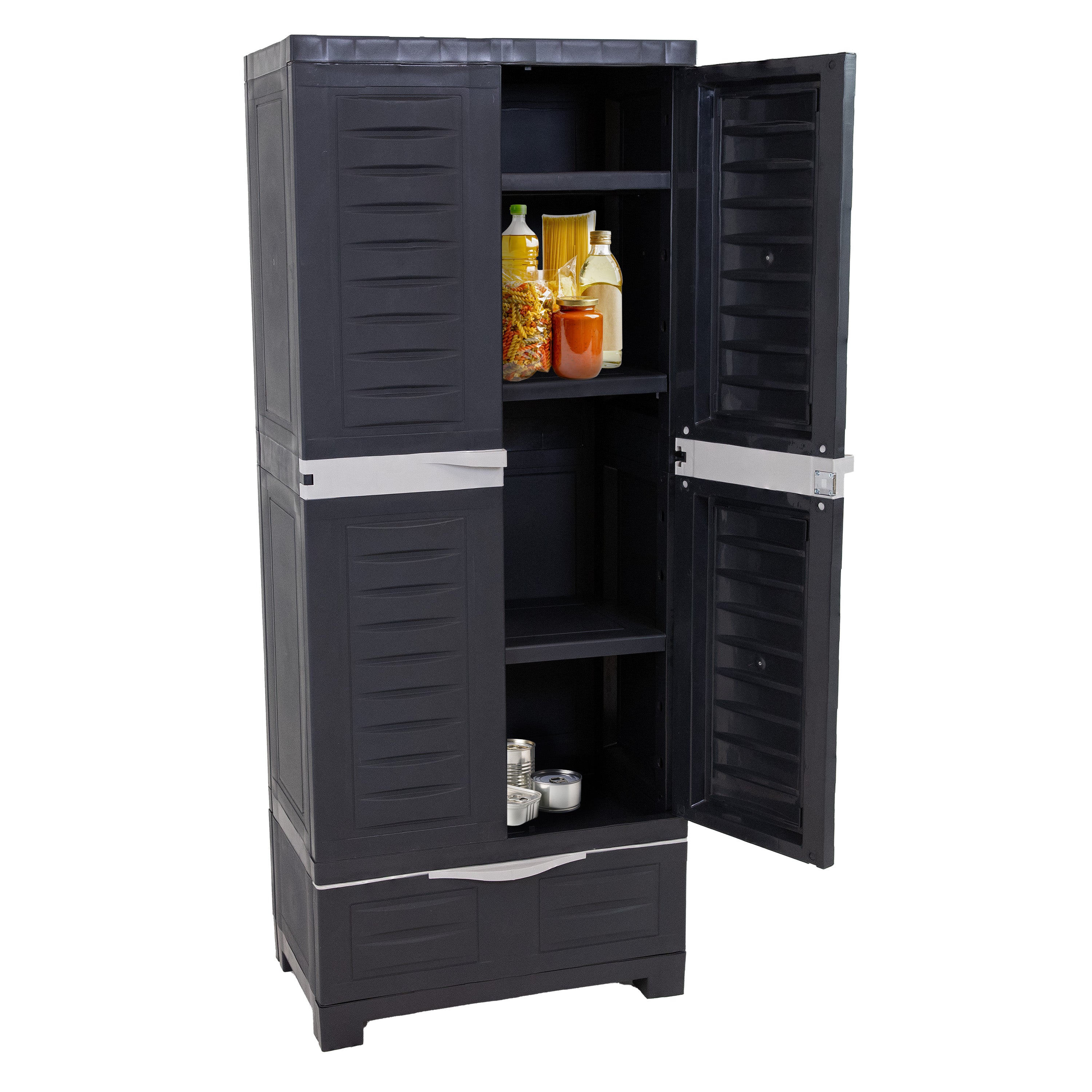 Sunnydaze 3-Shelf Plastic Lockable Storage Cabinet 57.5