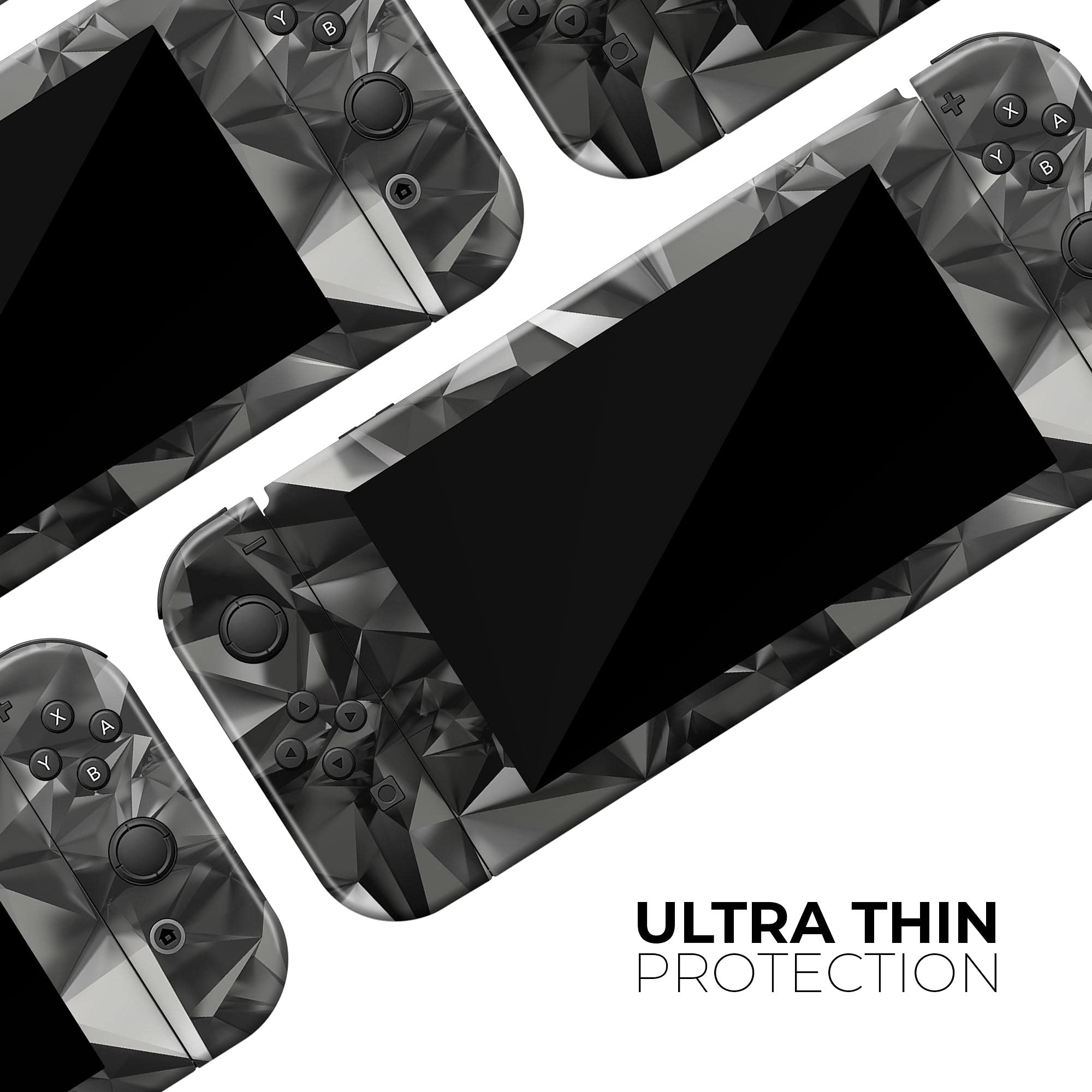 Nintendo Switch Pro Controller Skin - Black 3D Diamond Vinyl Wrap Cover | Scratch-Resistant, Removable Decal Protector | Perfect for Gaming Protection & Customization