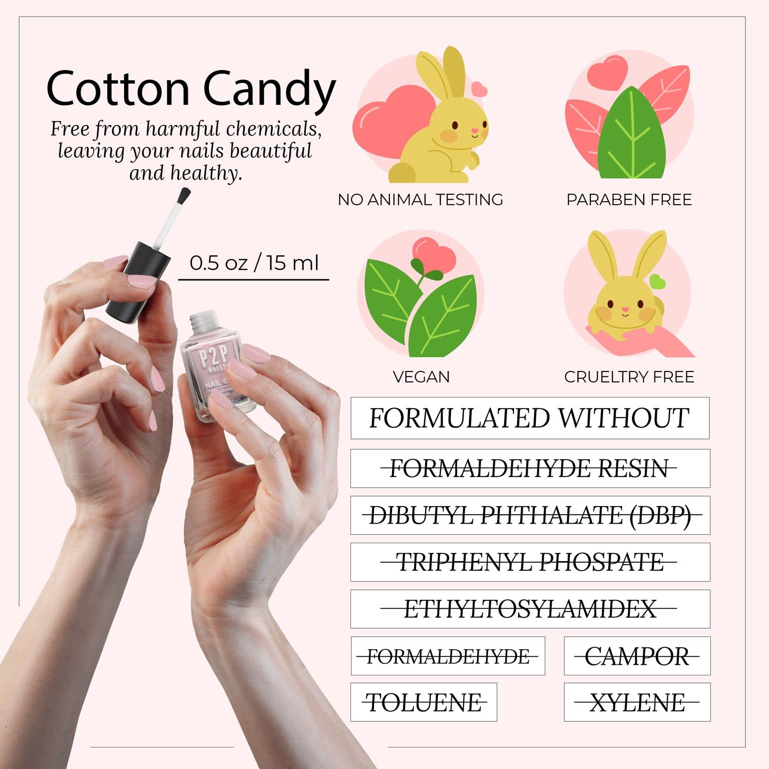 Vegan Nail Gel Polish - Natural Shine, Scratch-Free, Quick Dry Gel Polish with Smooth Texture in Vibrant Colors (Cotton Candy) - Perfect for Manicures, Pedicures & Nail Art at Home or Salon