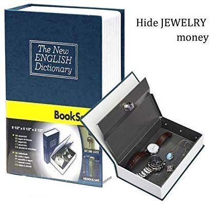 GLIVE Dictionary Style Book Safe - Hidden Secret Storage Box for Jewelry, Cash & Valuables - Iron Locker for Home, Office & Travel Security