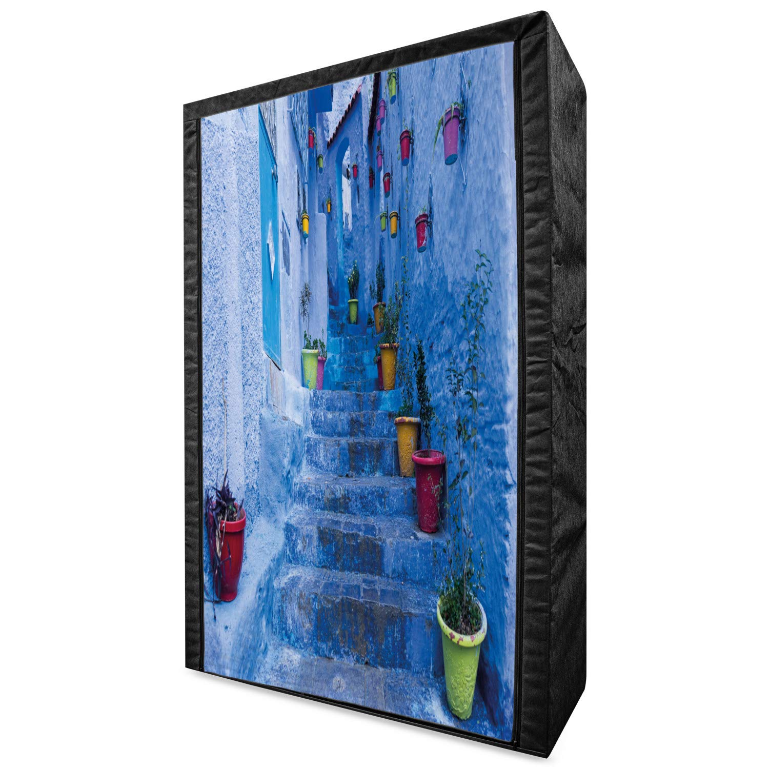 Ambesonne Blue Fabric Wardrobe - Portable Closet Organizer with Shelves, 42.5